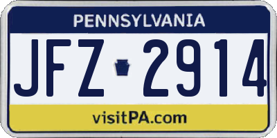 PA license plate JFZ2914