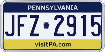 PA license plate JFZ2915
