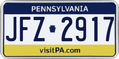 PA license plate JFZ2917