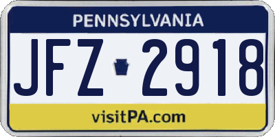 PA license plate JFZ2918