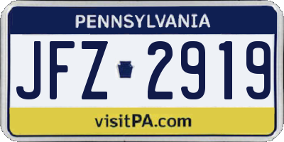 PA license plate JFZ2919