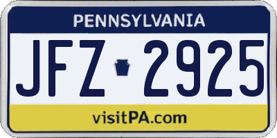 PA license plate JFZ2925