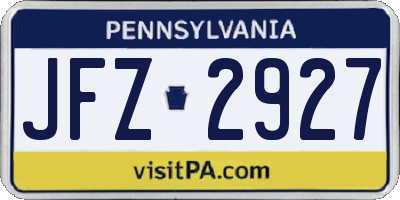 PA license plate JFZ2927