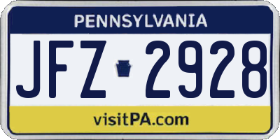 PA license plate JFZ2928