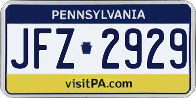 PA license plate JFZ2929