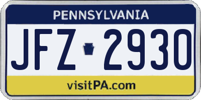PA license plate JFZ2930