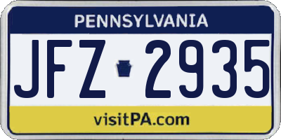 PA license plate JFZ2935