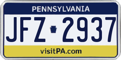 PA license plate JFZ2937