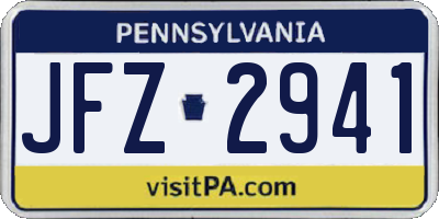 PA license plate JFZ2941