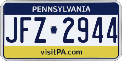 PA license plate JFZ2944