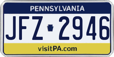 PA license plate JFZ2946