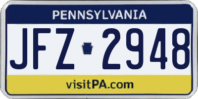 PA license plate JFZ2948