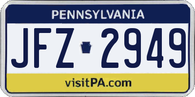 PA license plate JFZ2949