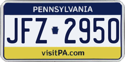 PA license plate JFZ2950