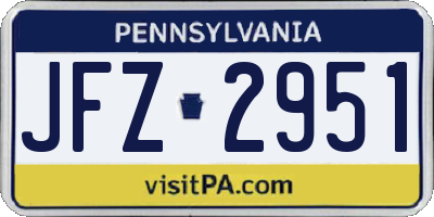 PA license plate JFZ2951