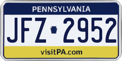 PA license plate JFZ2952