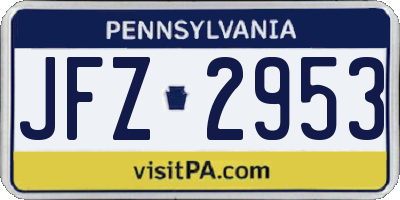 PA license plate JFZ2953