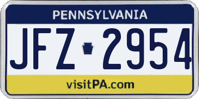 PA license plate JFZ2954
