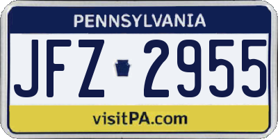 PA license plate JFZ2955