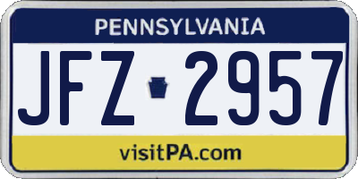 PA license plate JFZ2957
