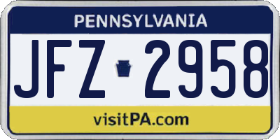 PA license plate JFZ2958