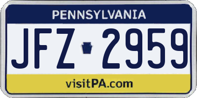 PA license plate JFZ2959