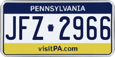 PA license plate JFZ2966