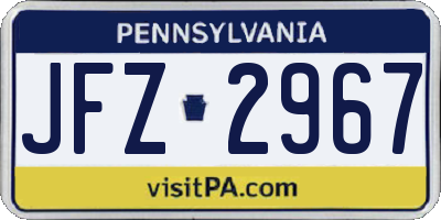PA license plate JFZ2967