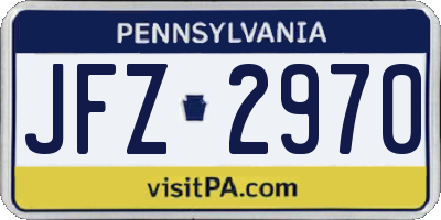 PA license plate JFZ2970