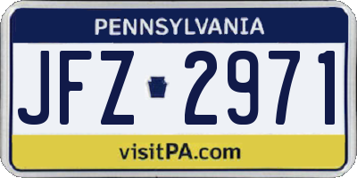 PA license plate JFZ2971