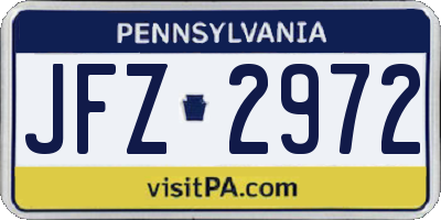 PA license plate JFZ2972