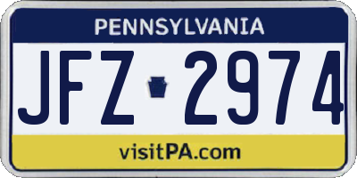 PA license plate JFZ2974