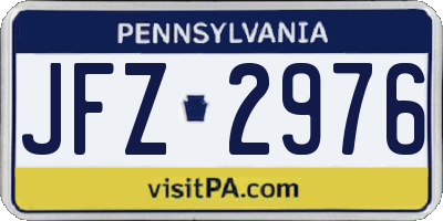 PA license plate JFZ2976