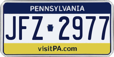 PA license plate JFZ2977
