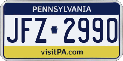 PA license plate JFZ2990