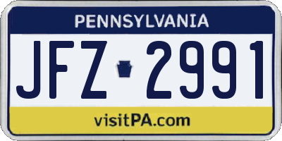 PA license plate JFZ2991
