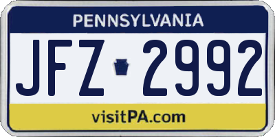 PA license plate JFZ2992