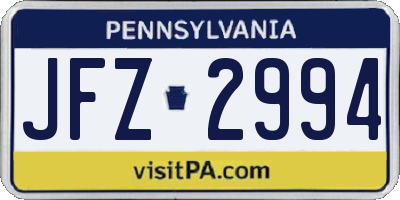 PA license plate JFZ2994