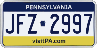 PA license plate JFZ2997