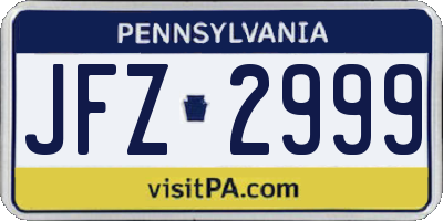 PA license plate JFZ2999