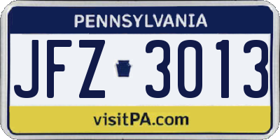 PA license plate JFZ3013