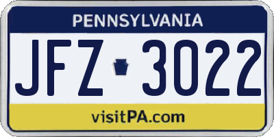 PA license plate JFZ3022