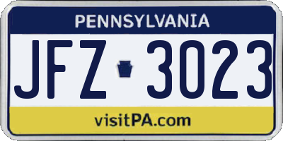 PA license plate JFZ3023