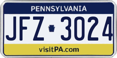 PA license plate JFZ3024