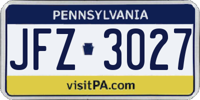 PA license plate JFZ3027