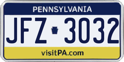 PA license plate JFZ3032