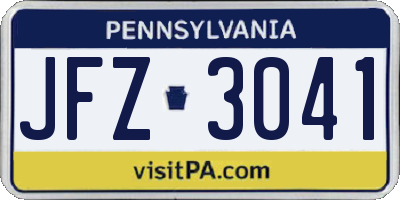 PA license plate JFZ3041