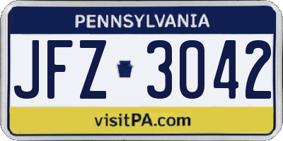 PA license plate JFZ3042