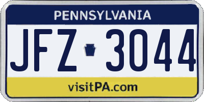PA license plate JFZ3044