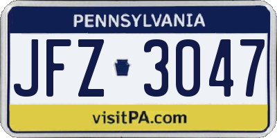 PA license plate JFZ3047